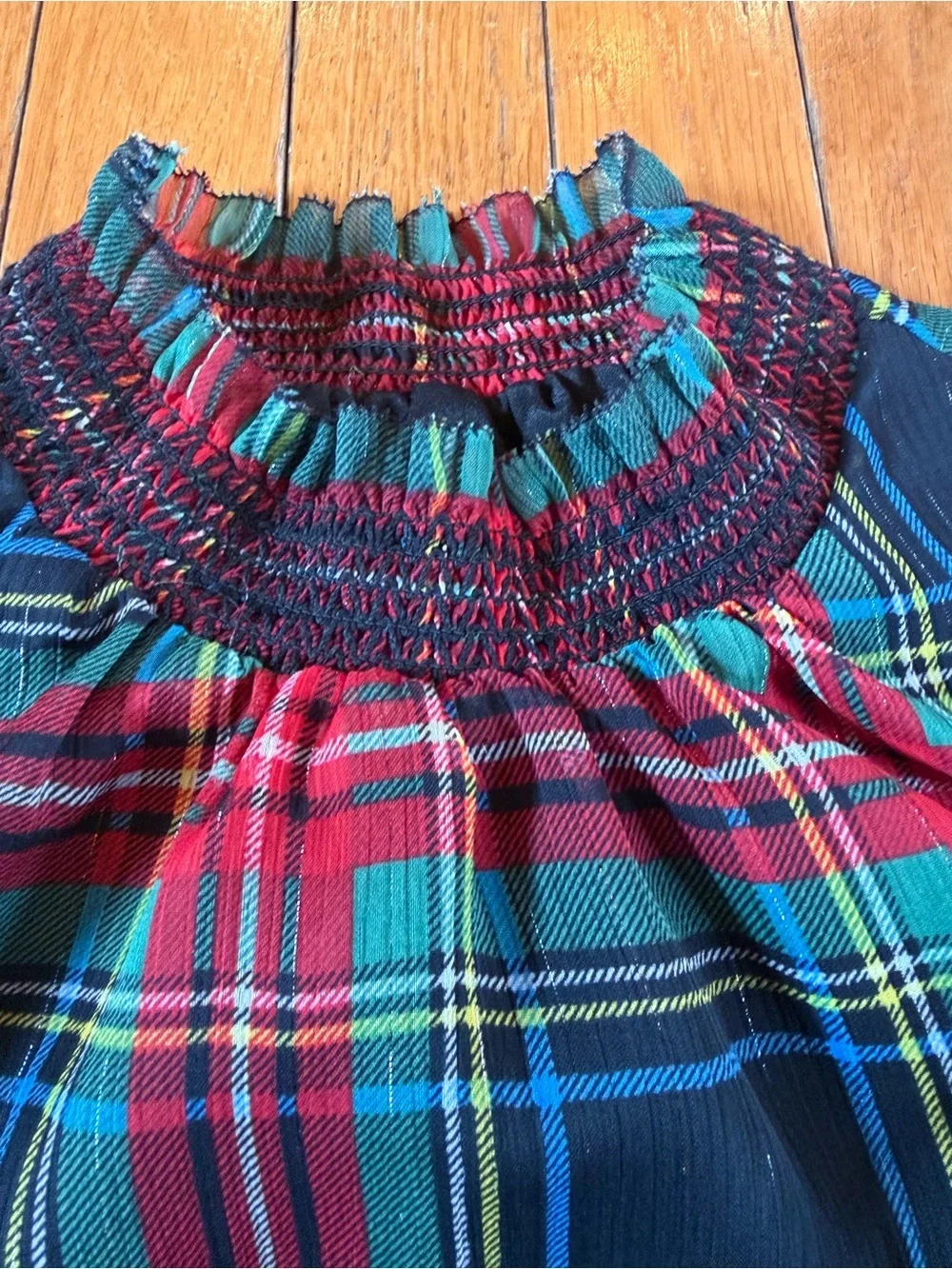 J.Crew Sleeveless Mockneck Top Blouse Gilded Stewart Tartan Smocked Waist Sz 2